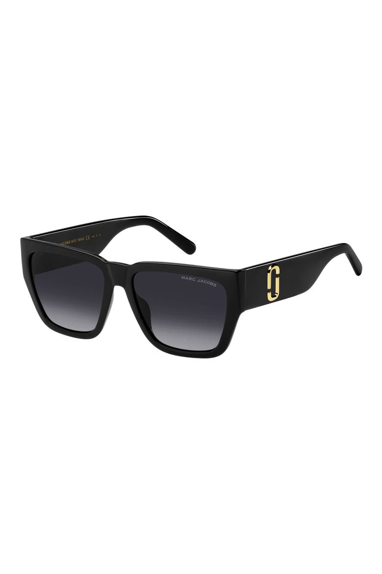 57mm Gradient Square Sunglasses, Alternate, color, BLACK GREY/ GRAY POLAR