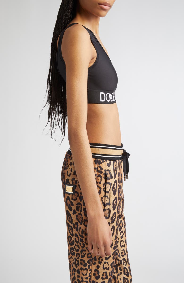 Dolce&Gabbana Logo Band Jersey Sports Bra, Alternate, color, N0000 Black