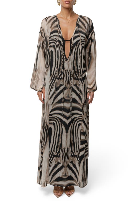 Jluxlabel New Vista Long Sleeve Maxi Dress In Animal Print