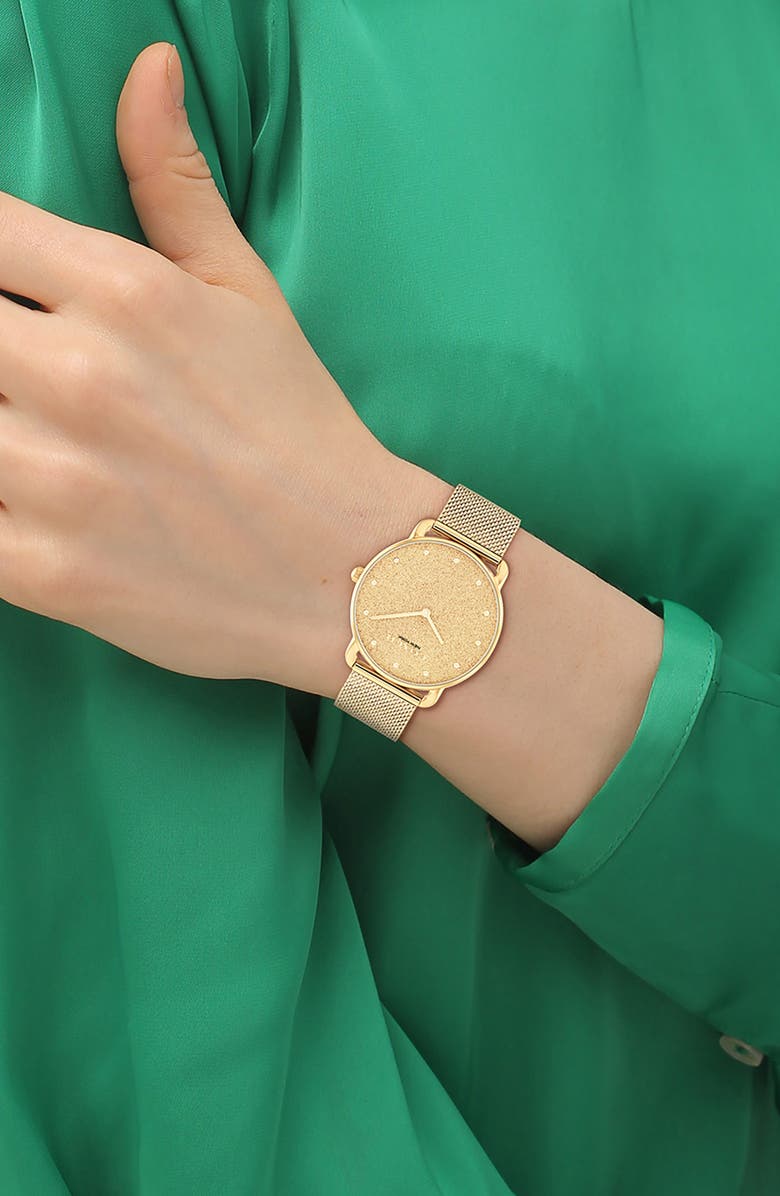 COACH Elliot Mesh Bracelet Watch, 36mm, Alternate, color, Gold