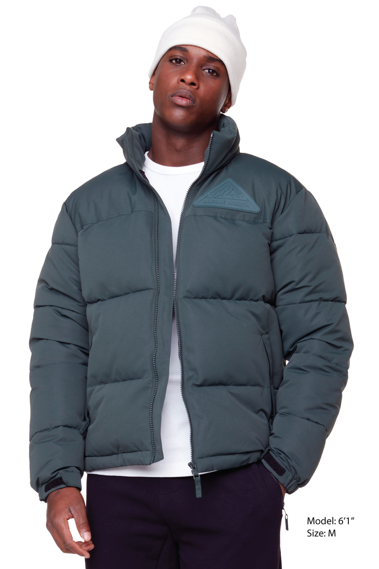 TUKTUT - Vegan Down Short Puffer Winter Jacket, Alternate, color, GREEN
