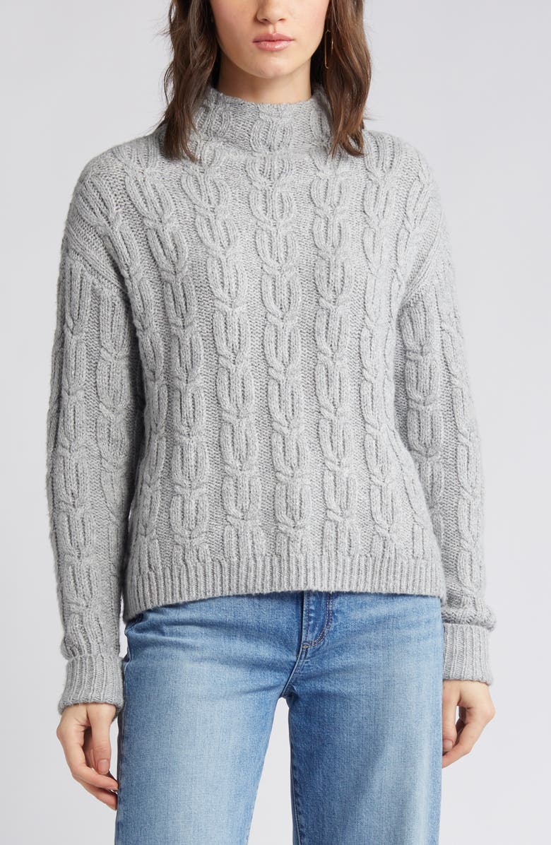 Caslon<sup>®</sup> Cable Knit Funnel Neck Sweater, Alternate, color, 
