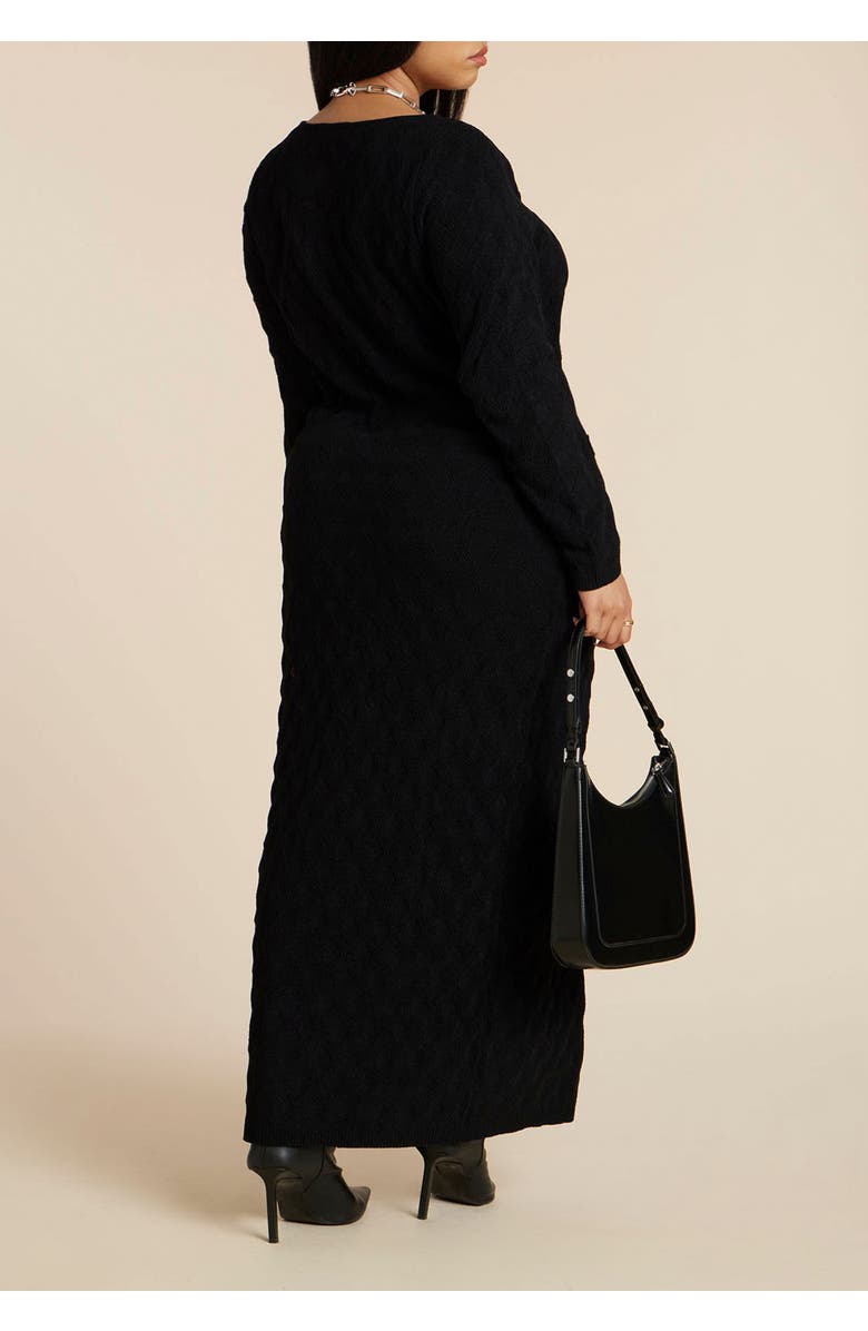 ELOQUII Sweater Dress With Buttons, Alternate, color, Black Onyx