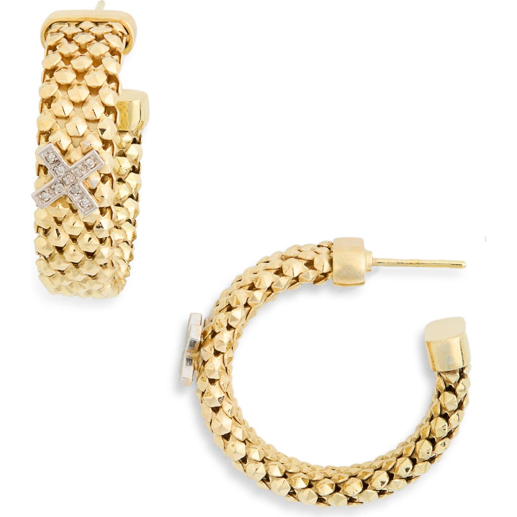 Meshmerise 18k Over Silver 0.12 Ct. Tw. Diamond Earrings In Yellow Gold