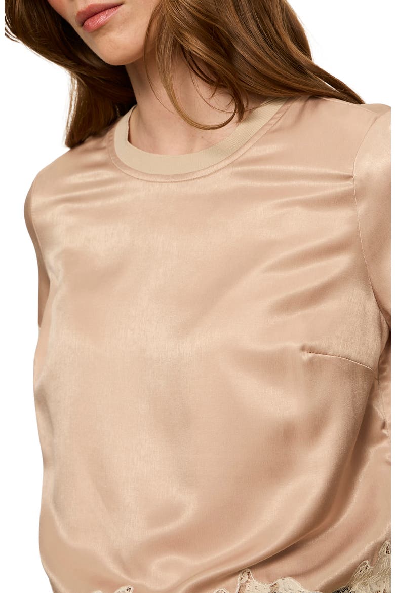 One of a Kind Satin & Lace Top, Alternate, color, HAZELNUT BROWN