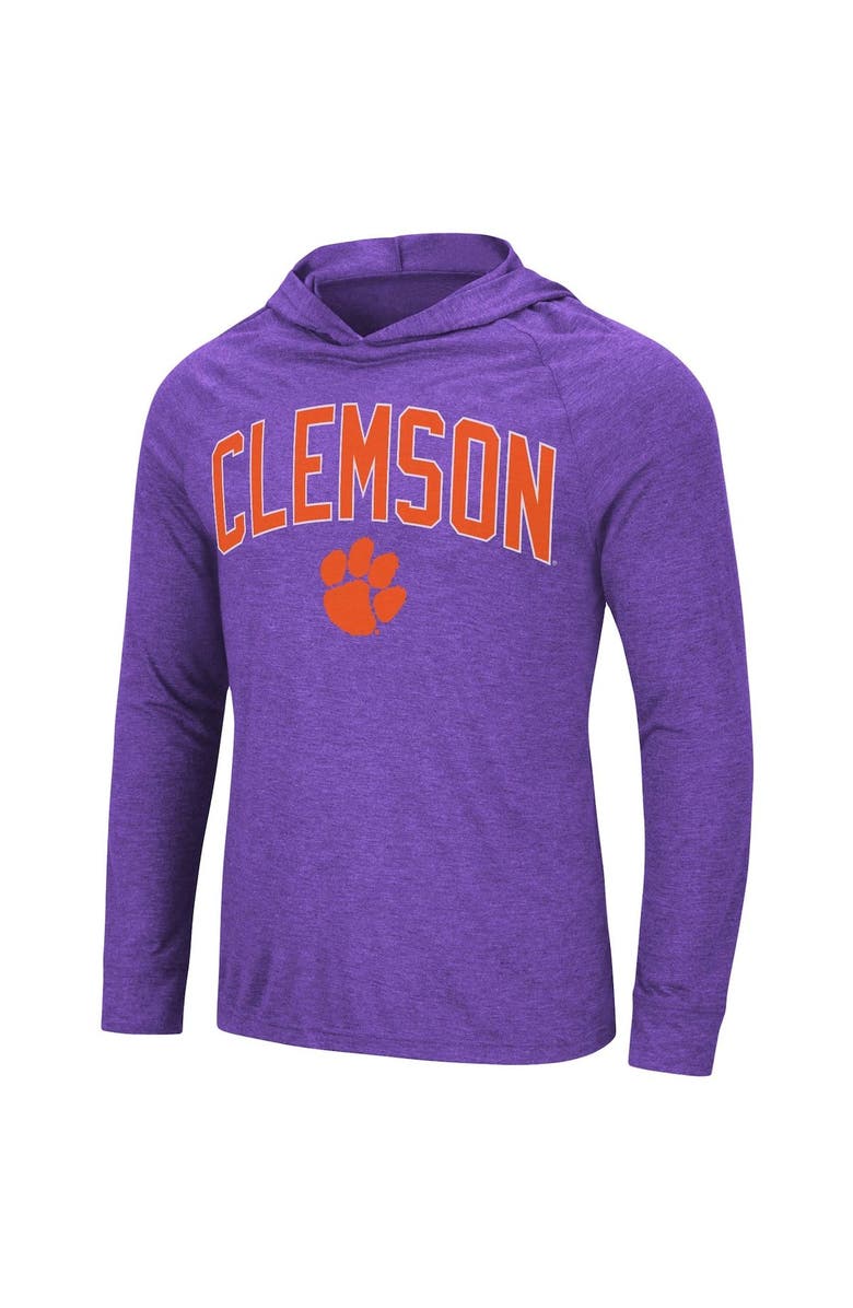 COLOSSEUM Men's Colosseum Heathered Purple Clemson Tigers Big & Tall Wingman Raglan Hoodie T-Shirt, Alternate, color,
