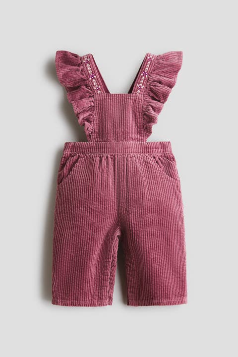 Embroidered-Detail Cotton Overalls