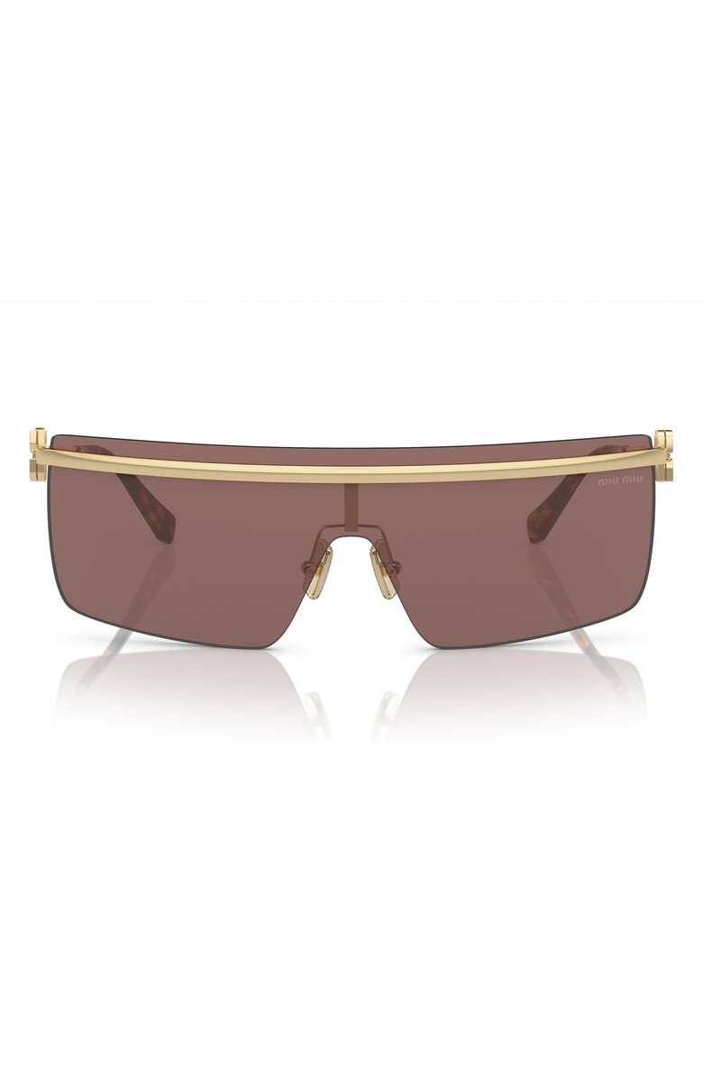 Miu Miu 142mm Rimless Shield Sunglasses, Alternate, color, Brown