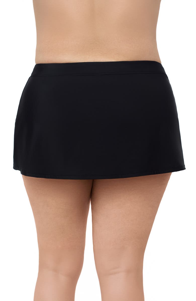 Aqua Green Plus Size Full Coverage Skirted Swimsuit Bottom with Side Slit, Alternate, color, Black