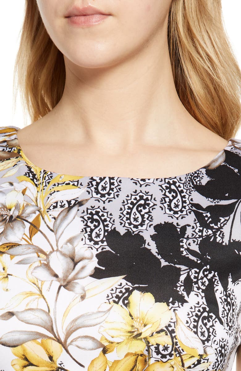 Connected Apparel Cap Sleeve Sheath Dress, Alternate, color, 