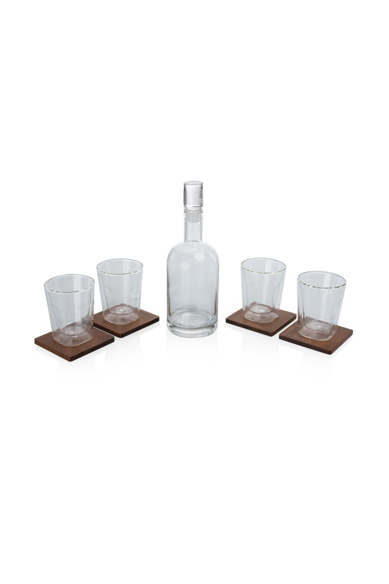 Ambassador Whiskey Box with Decanter and 4 Lowball Glasses, Alternate, color, Black