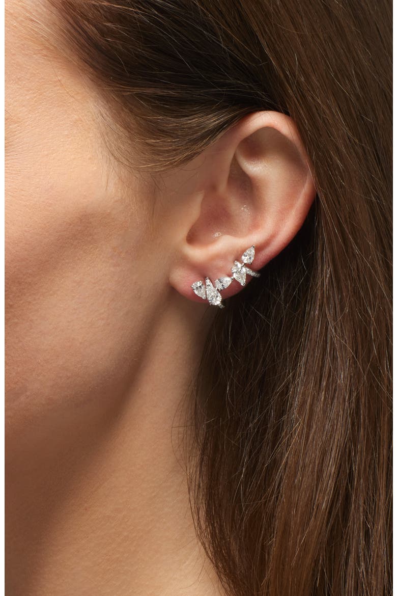 Serti Sur Vide Diamond Single Earring, Alternate, color, WHITE GOLD