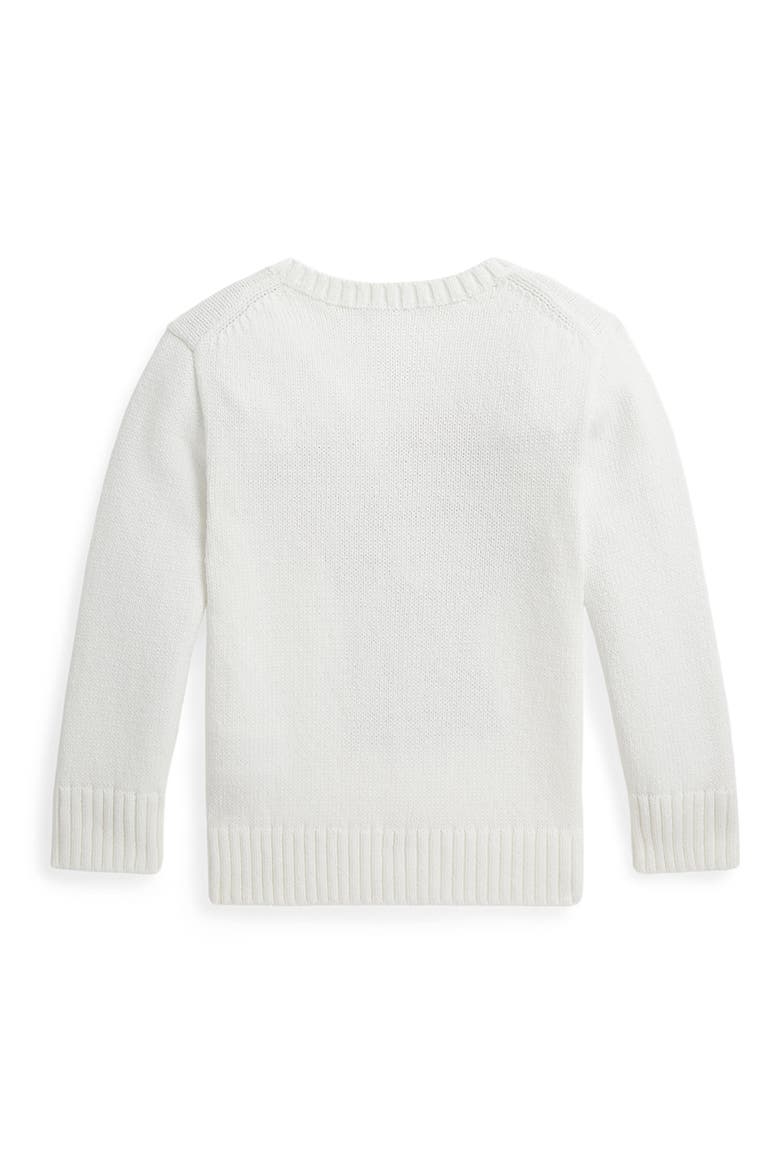 Kids' Polo Bear Cotton Crewneck Sweater, Alternate, color, DECK WASH WHITE
