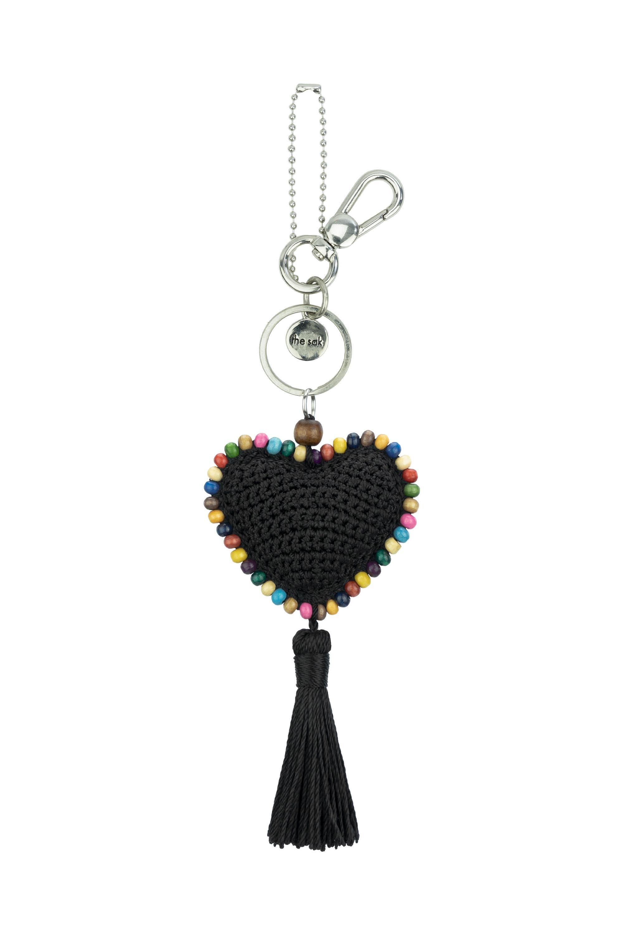 The Sak Yarnicharmz Crochet Heart Dangle, Main, color, Black