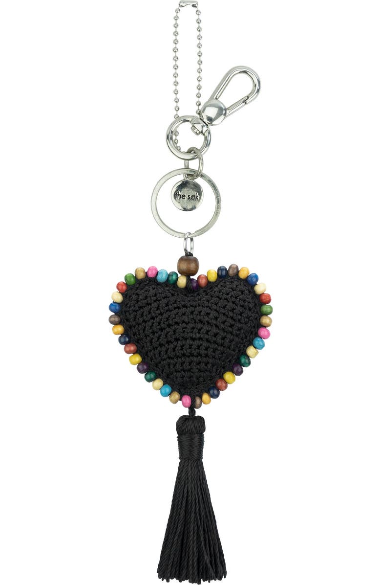 The Sak Yarnicharmz Crochet Heart Dangle, Main, color, Black