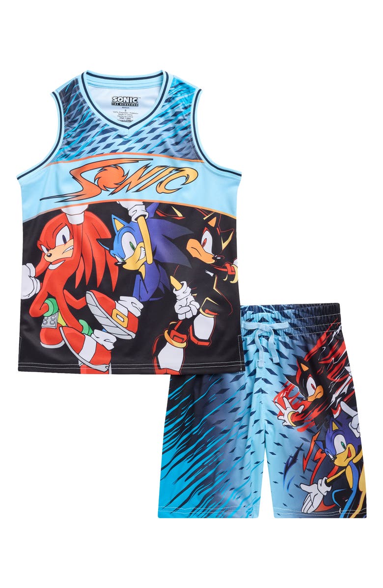 Freeze Kids' Sonic Team Basketball Tank & Shorts Set, Main, color, Light Blue
