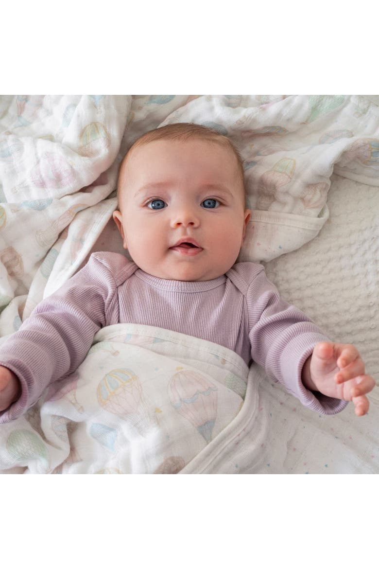 Dream Organic Cotton Muslin Blanket, Alternate, color, ABOVE THE CLOUDS PINK