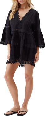 Melissa Odabash Victoria Lace Trim Cotton Cover-Up Tunic