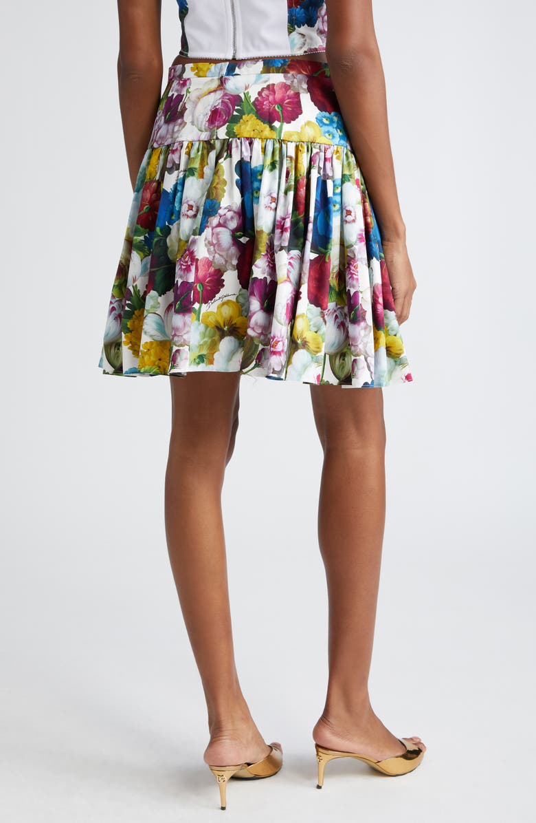 Dolce&Gabbana Nocturnal Floral Print Pleated Cotton Poplin Skirt, Alternate, color, 