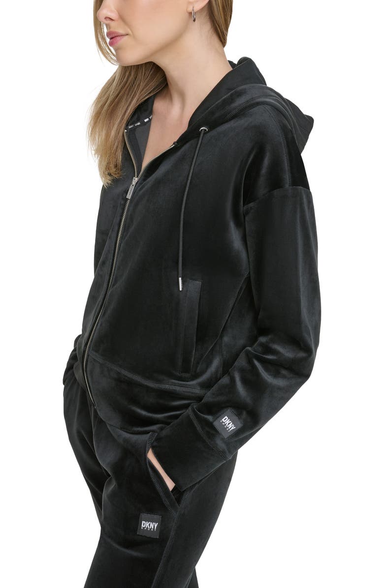 DKNY Velour Zip Hoodie, Alternate, color,