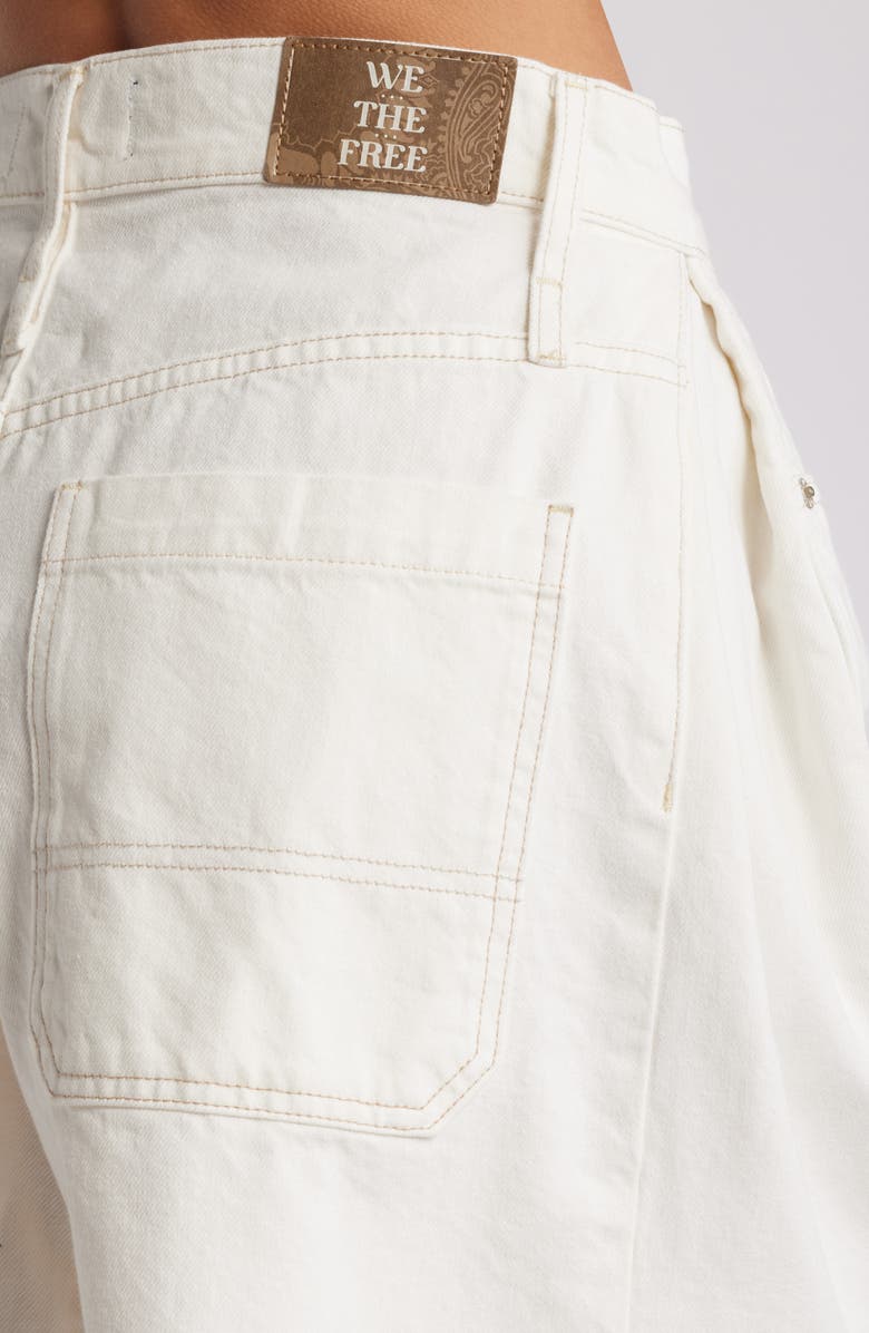 Free People Boomerang Long Denim Shorts, Alternate, color, Snowcone