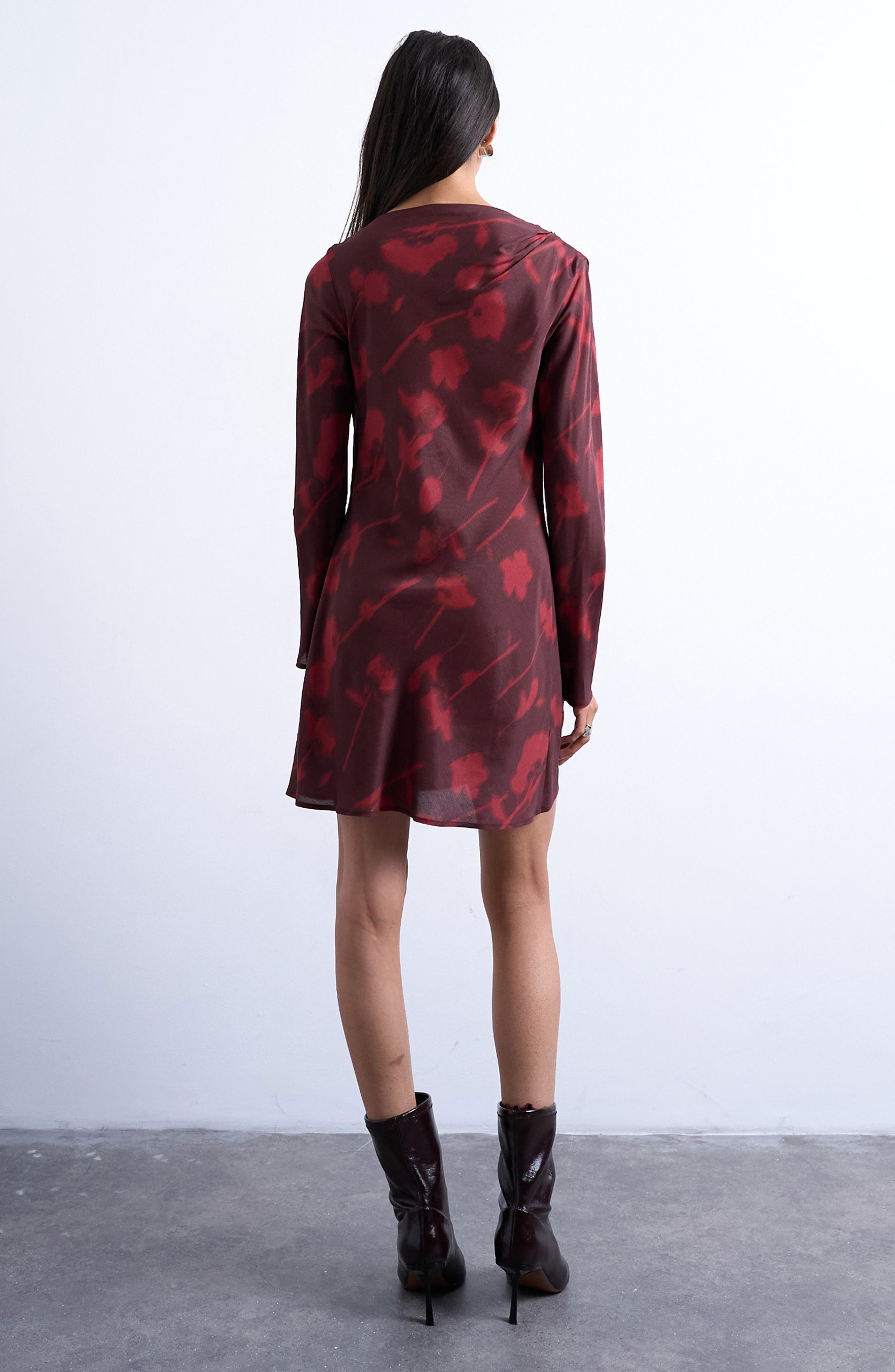 Drape Neck Long Sleeve Minidress - image 2