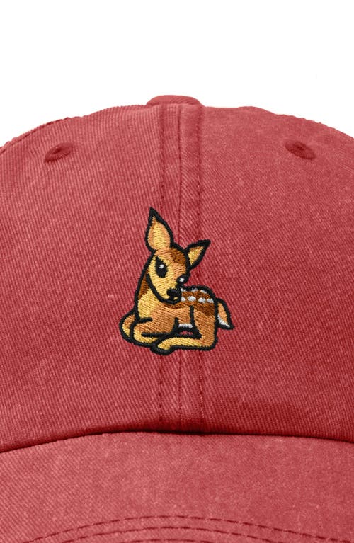 Dalix Fawn Embroidered Outdoor Cap In Washed Red