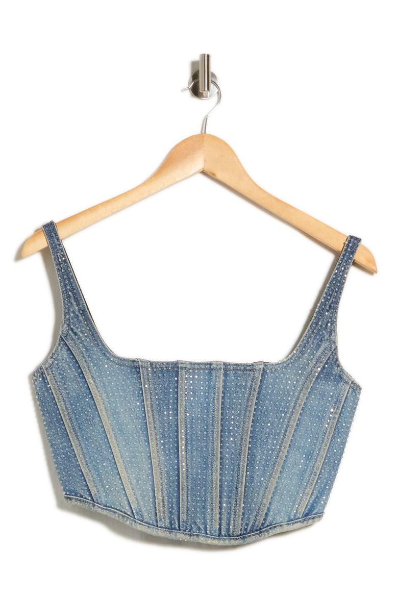 Crystal Denim Corset Top, Main, color, LIGHT BLUE CRYSTAL