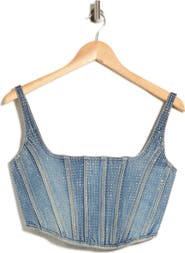 Marc Jacobs Crystal Denim Corset Top