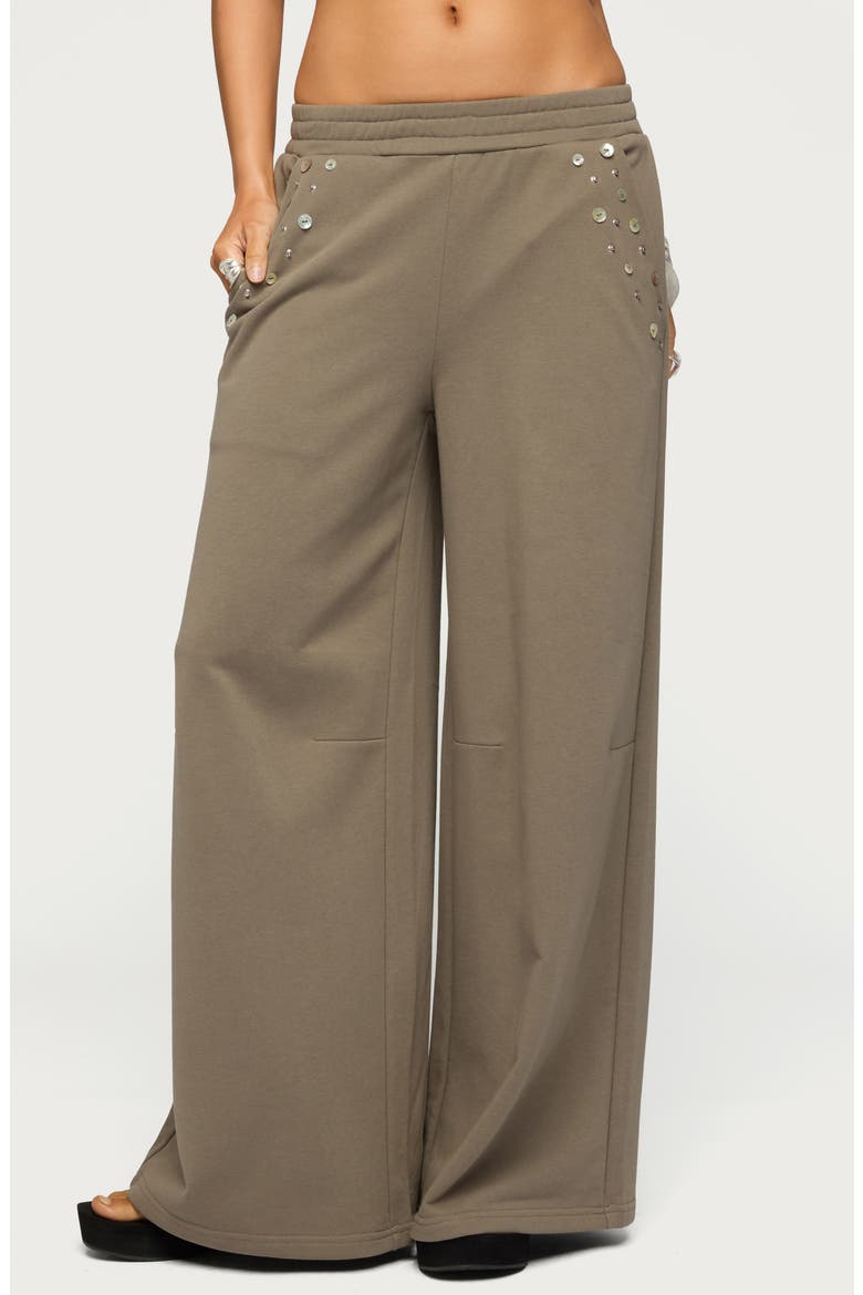 Zania Iridescent Button Sweatpants, Main, color, TAUPE