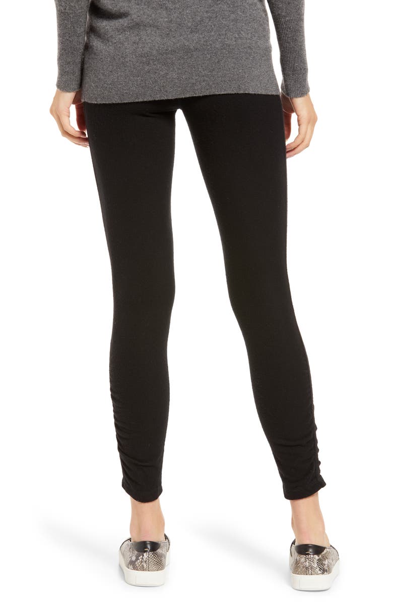 Hue Knit Ruched High Waist Leggings, Alternate, color, 