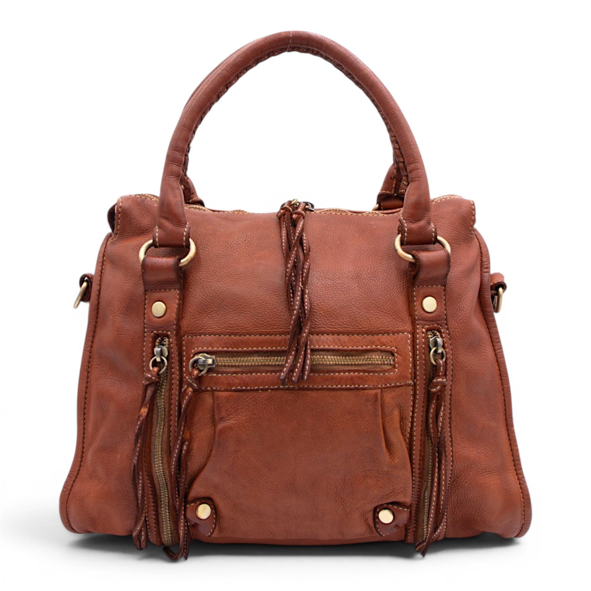 Large Pocket Satchel, Alternate, color, Cognac
