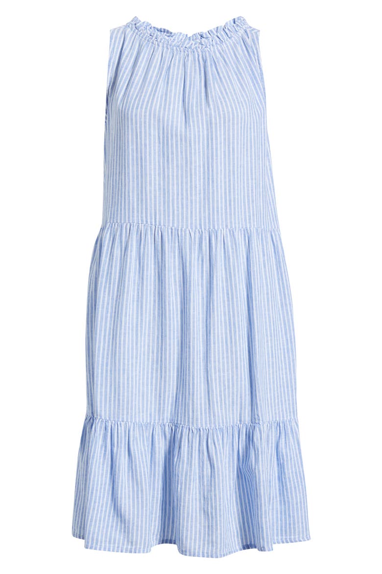 Saison Sleeveless Tiered Linen & Cotton Dress, Alternate, color, ICE FLOW