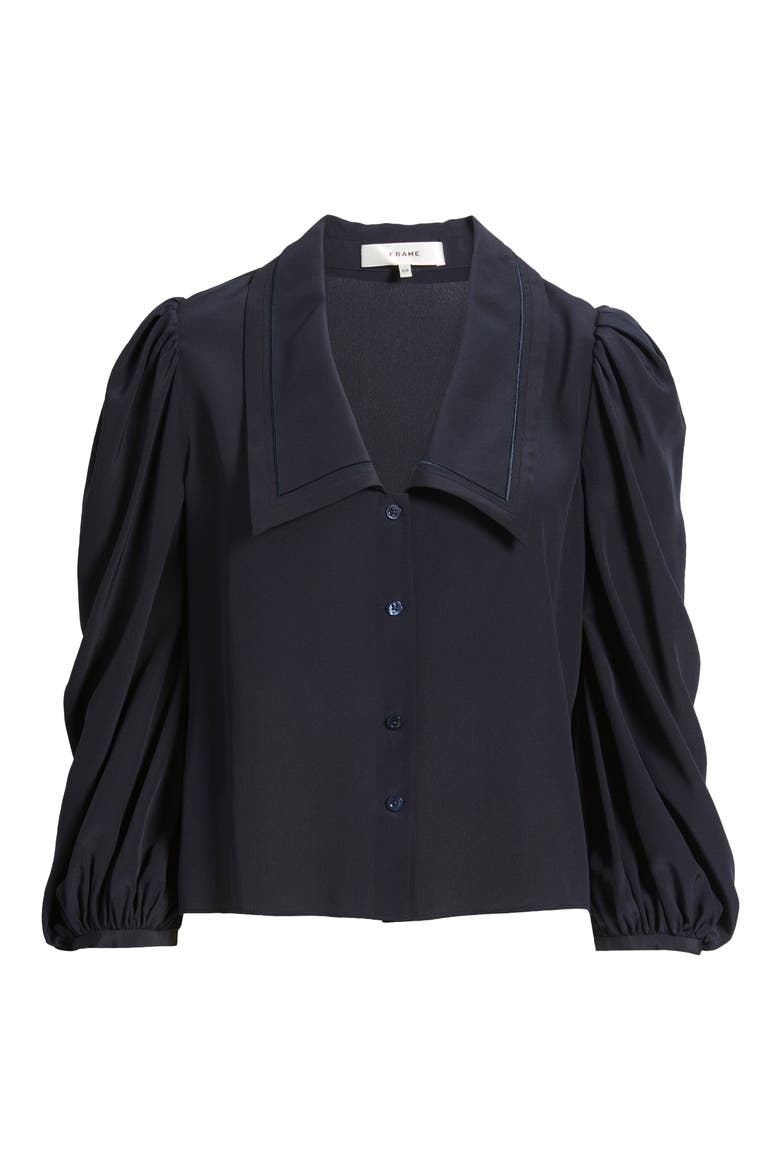 The Long Sleeve Silk Sailor Shirt, Alternate, color, NAVY