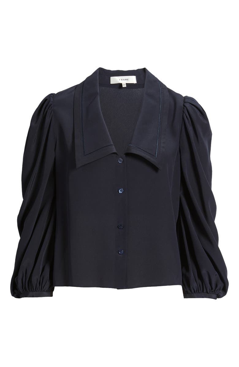 FRAME The Long Sleeve Silk Sailor Shirt, Alternate, color, Navy