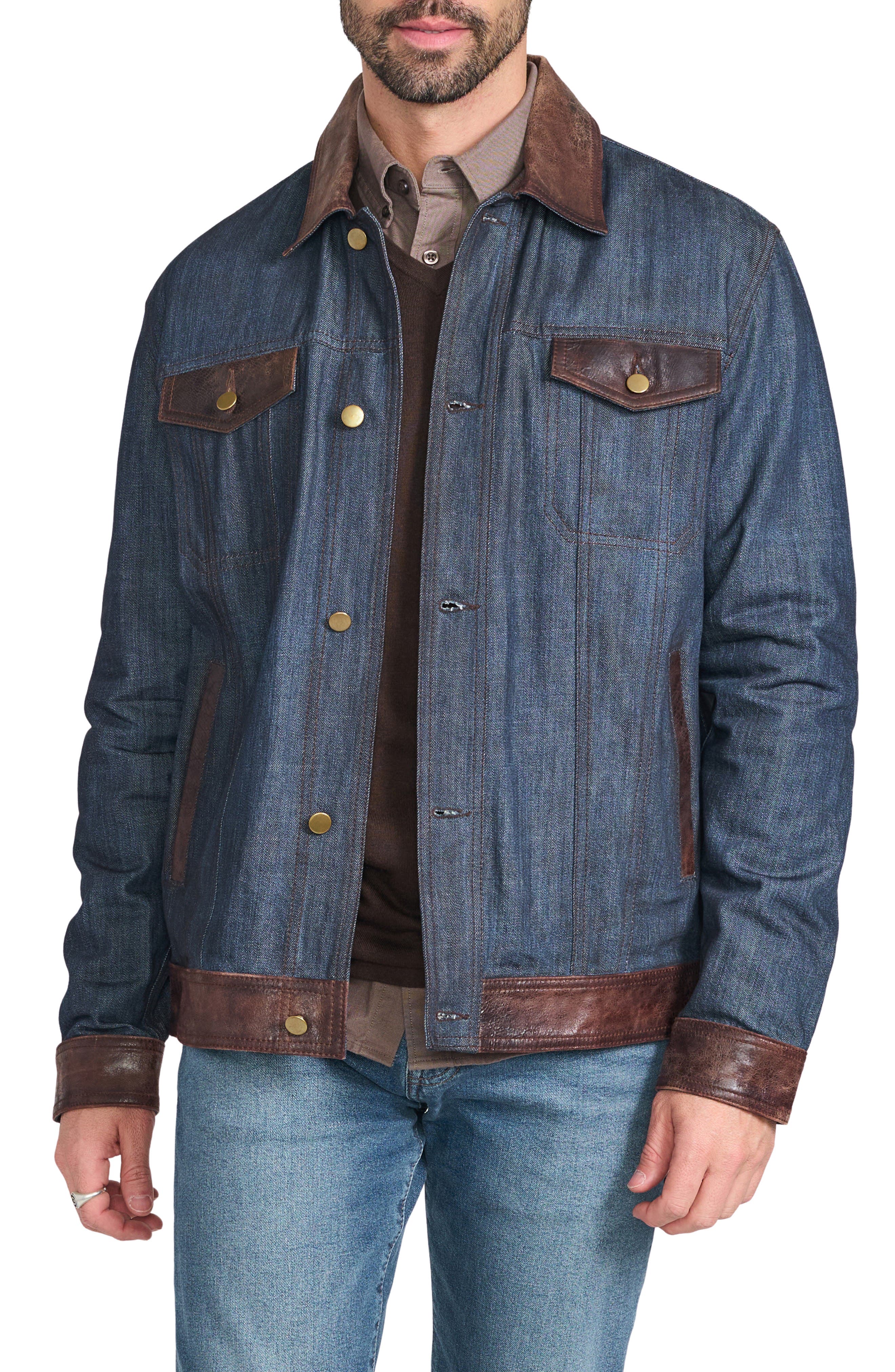 FLYNT Leather Trim Denim Jacket