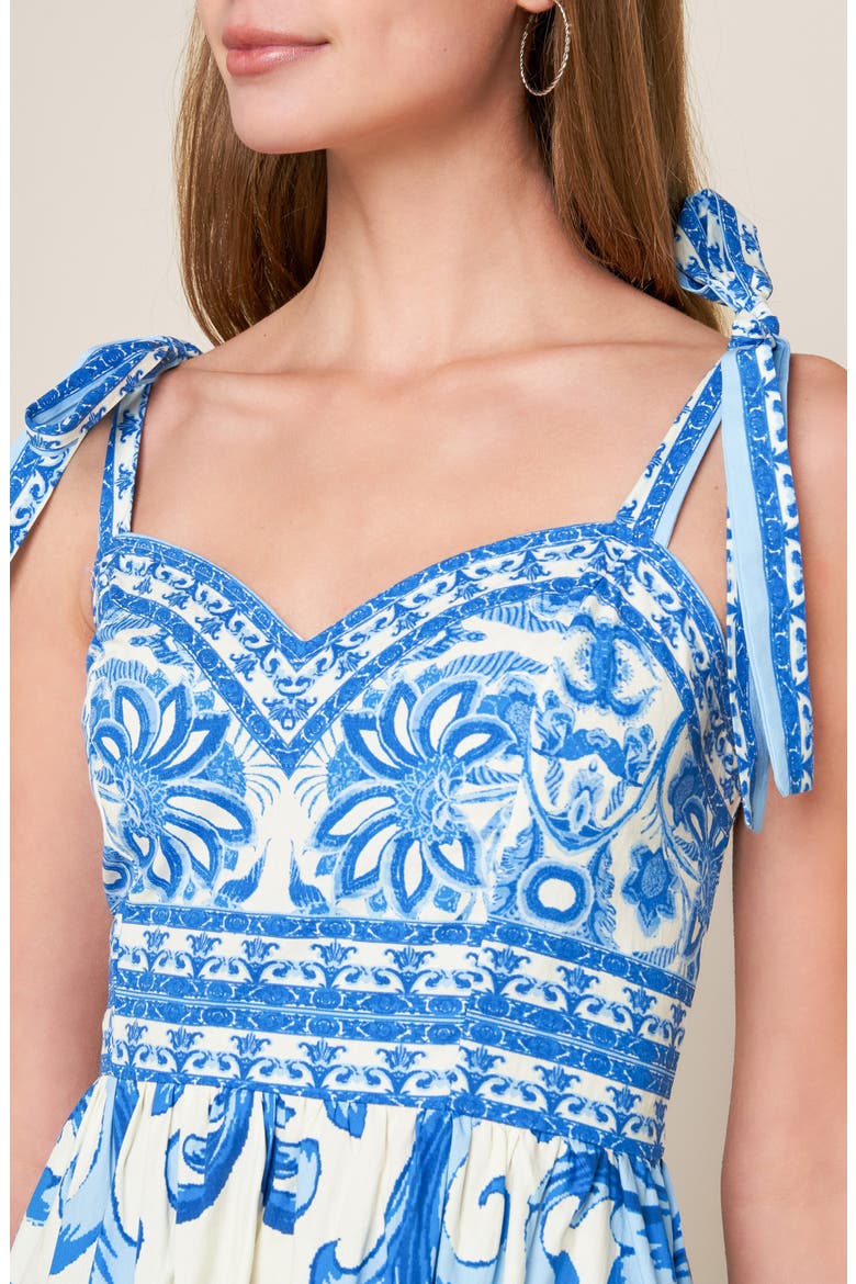 Sweetheart Neck Bow Tie Strap Maxi Dress, Alternate, color, BLUE / COMBO