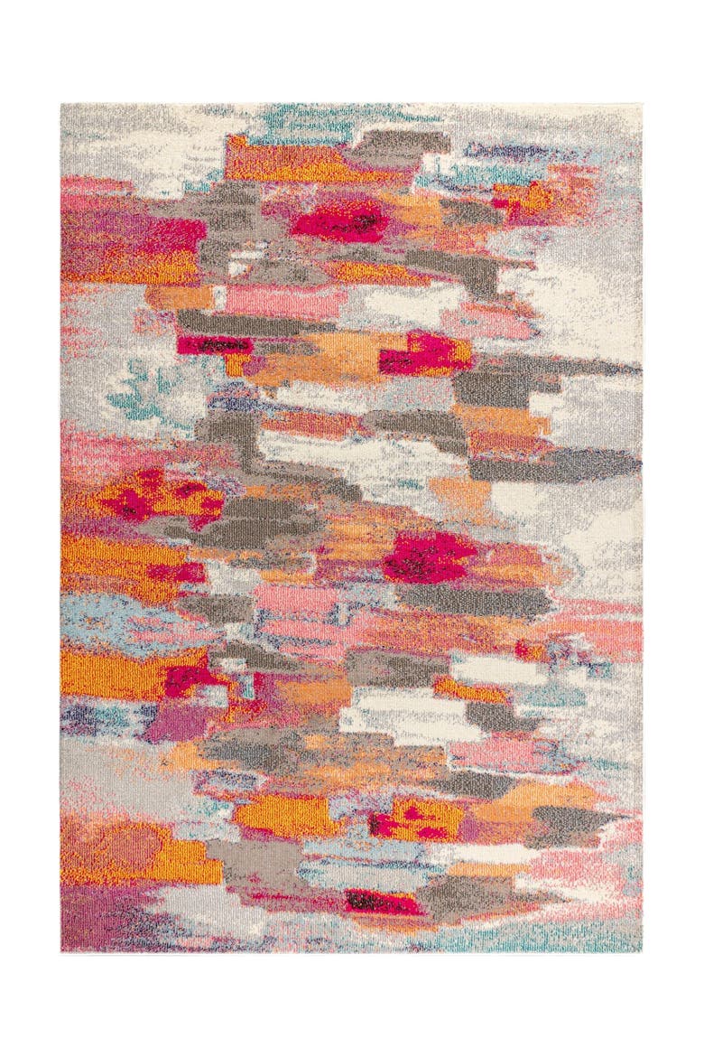 Contemporary POP Modern Abstract Brushstroke Area Rug, Main, color, Ivory/Pink