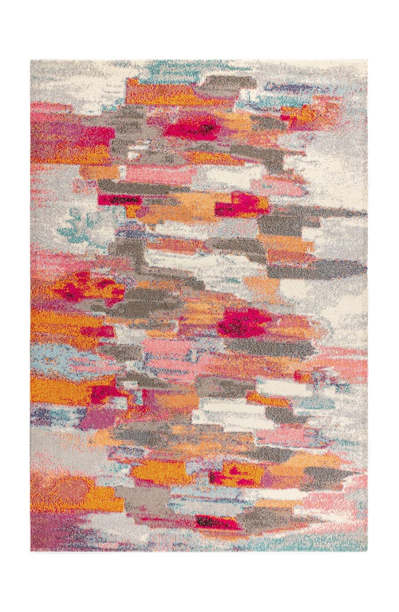 JONATHAN Y Contemporary POP Modern Abstract Brushstroke Area Rug, Main, color, Ivory/Pink