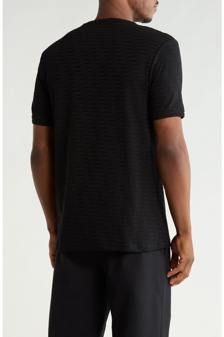 Chevron Textured Crewneck Pocket T-Shirt, Alternate, color, BLACK