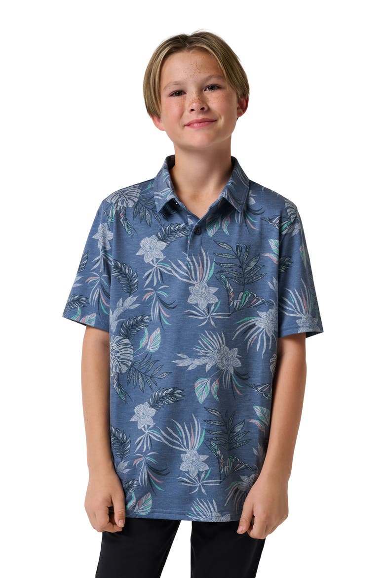 Kids' Featherweight Reservation Floral Polo, Alternate, color, BLUE HORIZON