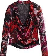 Desigual Floral Print Cowl Neck Long Sleeve Shirt
