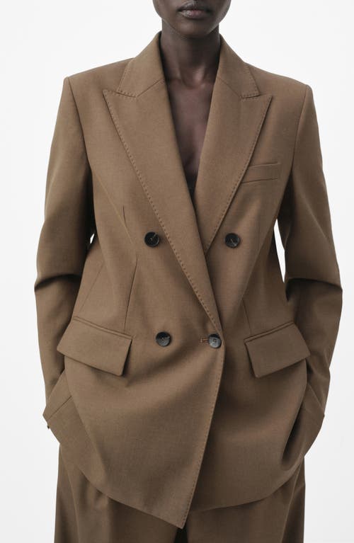 Mango Double Breasted Suit Blazer In Brown