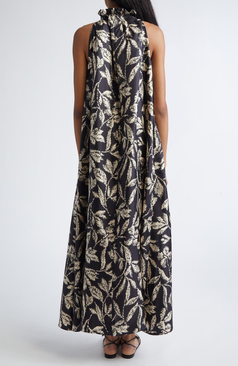 Max Mara Print Silk Twill Maxi Dress, Alternate, color, Black