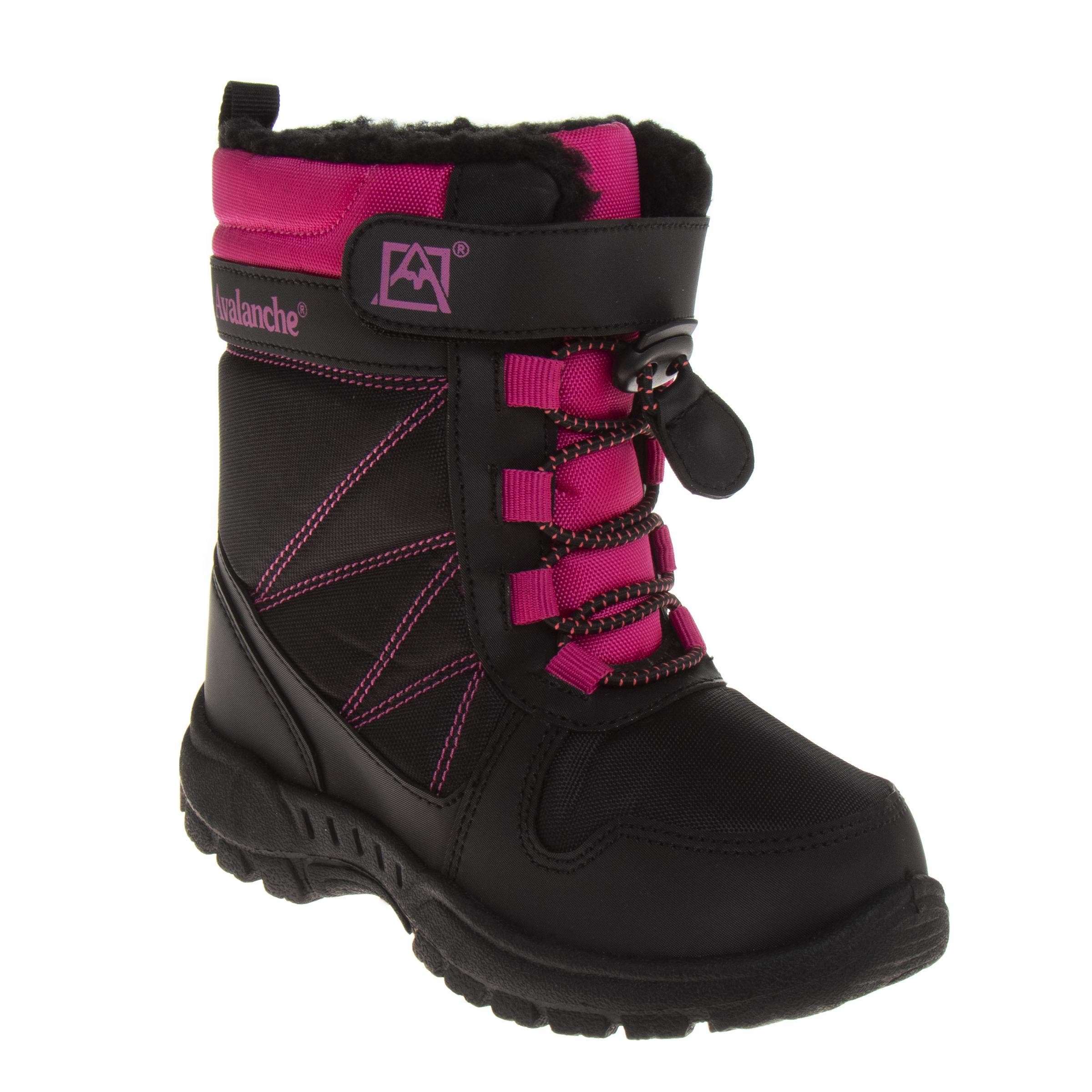 Snow Boots for Boys, Waterproof Insulated Winter Thermal Durable Cold Weather Ready Boots, Main, color, Black Pink