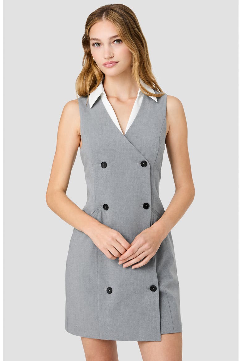Tavi Double Breasted Coat Mindidress, Alternate, color, ASH GREY-WINTER WHITE