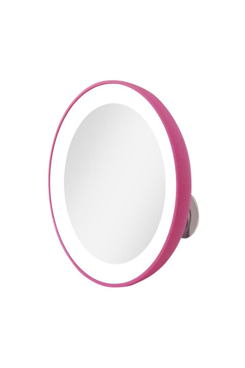 Lighted Compact Mirror with 10X Magnification & Suction Cup, Main, color, Pink
