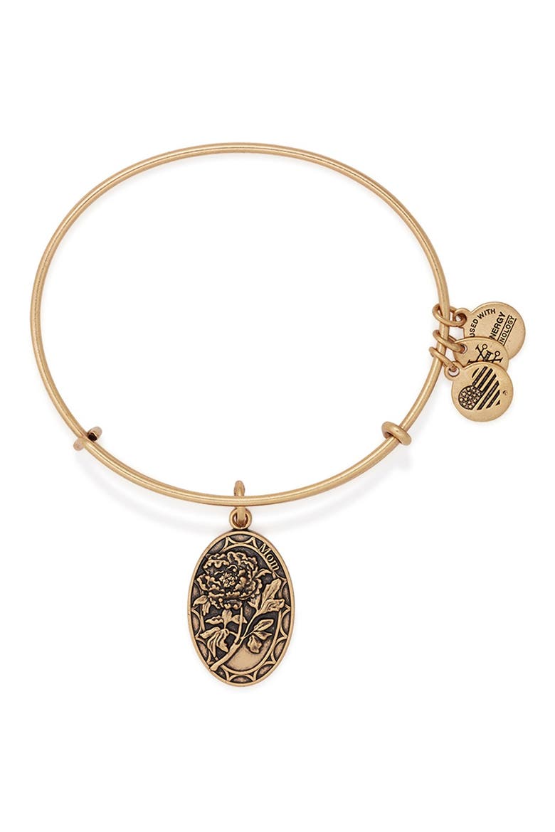 'I Love You Mom' Expandable Wire Bangle, Main, color, GOLD