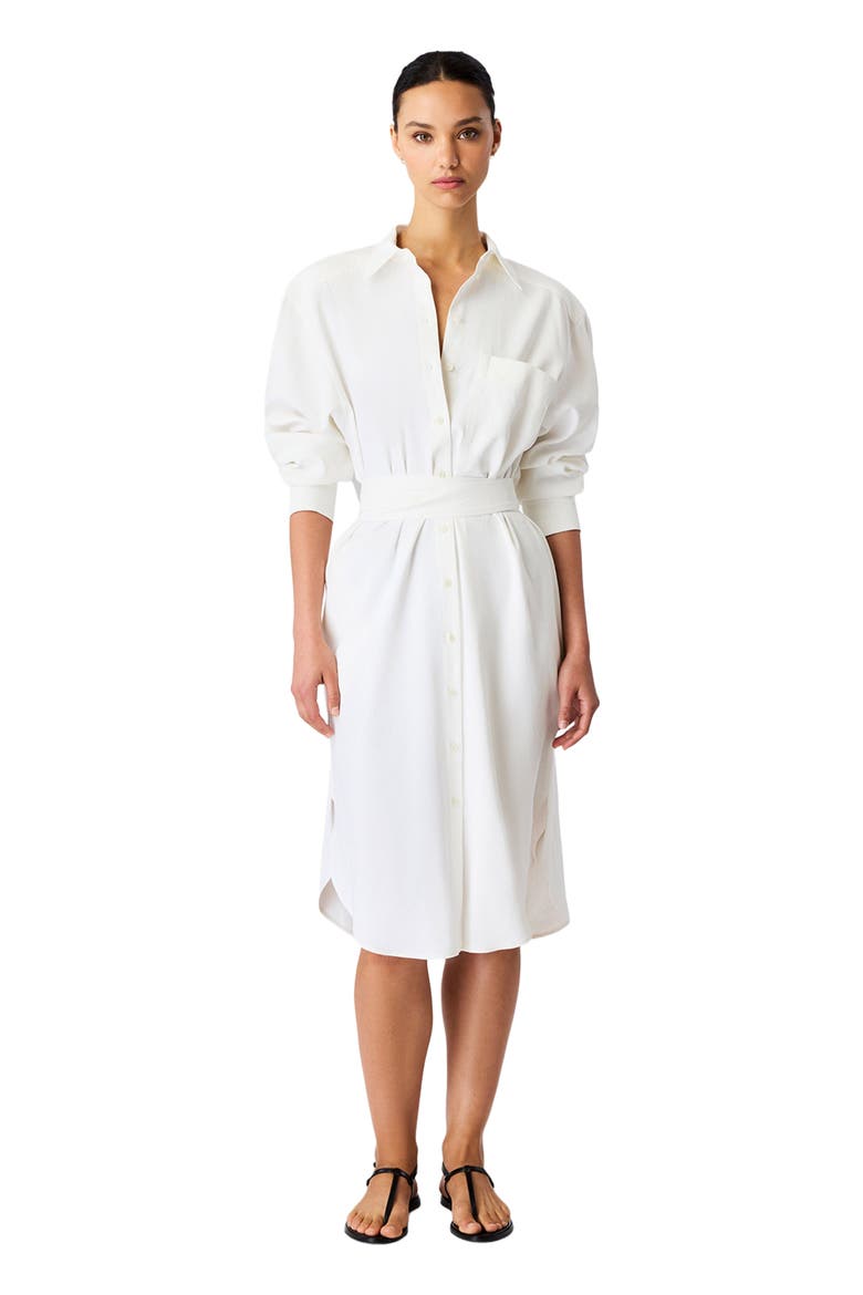 Pleat Back Shirt Dress, Main, color, Off-White