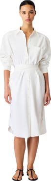Another Tomorrow Pleat Back Shirt Dress